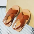 thumbnail image 2 of MIASHUI Girls Sandals Adjustable Strap Open Toe Flats Summer Walking Shoes,Brown,7-8 Years, 2 of 8