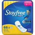 thumbnail image 1 of Stayfree Maxi Serviettes Régulières pour Femmes, Sans Ailes, Protection et Absorption Fiables pour les Règles Féminines, 66 Unités, 1 of 4