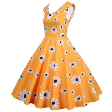 Robe de Soirée Bal Sans Manches pour Femme des Années 1950 Ménagère