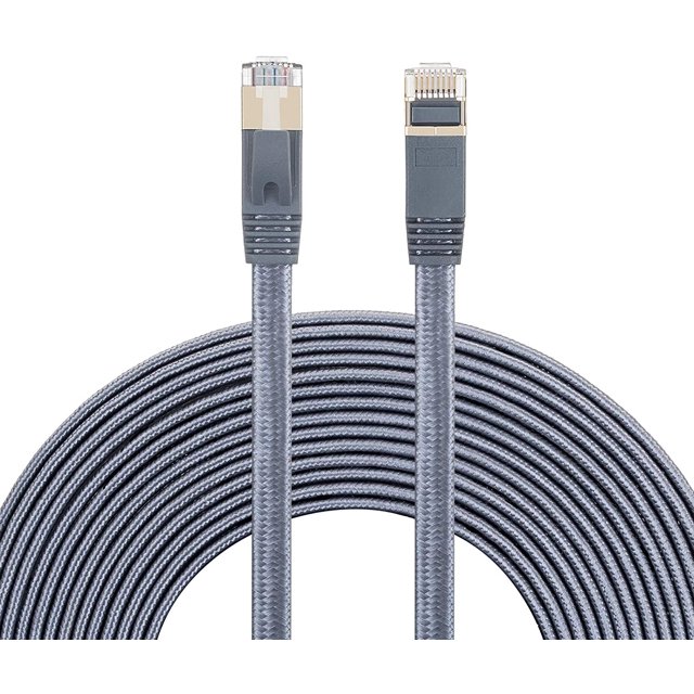Nanxudyj Cat 7 Ethernet Cable 25ft,Nylon Braided CAT7 Shielded Internet Cable RJ45 LAN Cable High Speed Gigabit Network
