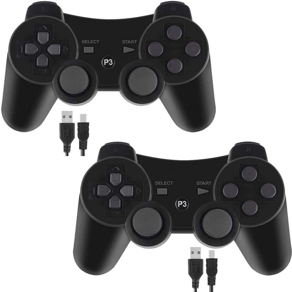 SAYDY Wireless Controller for PS3 SAYDY 3 Dual Shock, Bluetooth Remote Joystick Gamepad for Six-axis with Charging Cable (Black and Black)