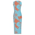 thumbnail image 4 of Womens Sleeveless Tight Maxi Dress Side Slit Drawstring Ruched Slim Fit Tank Dress U Neck Summer Club Beach Sun Dresses, 4 of 4