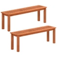 thumbnail image 1 of Costway 2 PCS 47 Inch Patio Wood Bench 2-Person Backless Bench with Slatted Seat Teak, 1 of 9