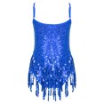 thumbnail image 2 of TSSOE Robe de Danse Latine à Sequins à Franges pour Filles Justaucorps Patinage Artistique Tango Rumba Samba Costume de Danse Bleu Royal 6, 2 of 7