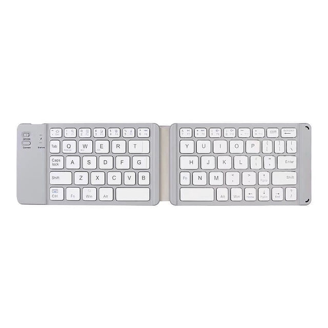 Clavier BT Pliable Format de Poche avec Interrupteur à Ciseaux, Clavier Compatible avec iOS/Android/Windows, Ordinateurs Portables, Tablettes, Téléphones Cellulaires, Blanc