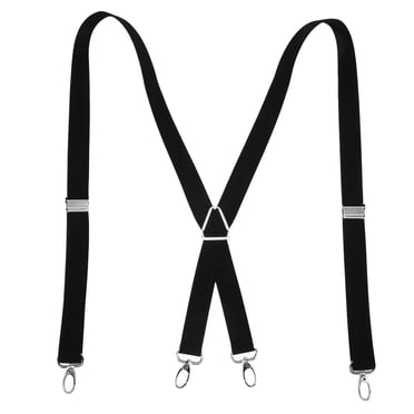 Bretelles pour Hommes Ajustables 2.5x110cm/1.0x43.3 Po Ajustement Confortable 4 Boucles Métalliques Bretelles de Pantalon pour Adultes Uni Pince Bretelles X Ajustables[Noir]