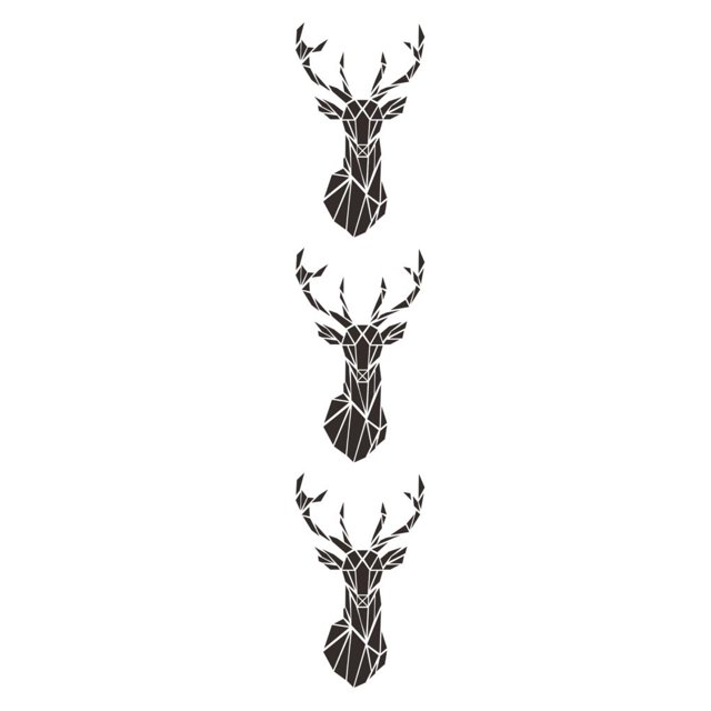Redempat Living Space With 3D Mirror Deer Wall Sticker Easy To Paste And Remove black XL 3Set