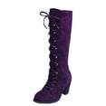 thumbnail image 2 of LSLJS Chaussures Rétro pour Femmes Décontractées à Talons Bas Épais Grande Taille Mi-Mollet à Lacets, Bottes Mi-Mollet pour Femmes, 2 of 8