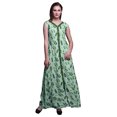 thumbnail image 1 of Bimba Feuilles Femme Col en V Sans Manches Fente avant Décontractée Maxi Imprimée Robe Bohème-Moyen, 1 of 5