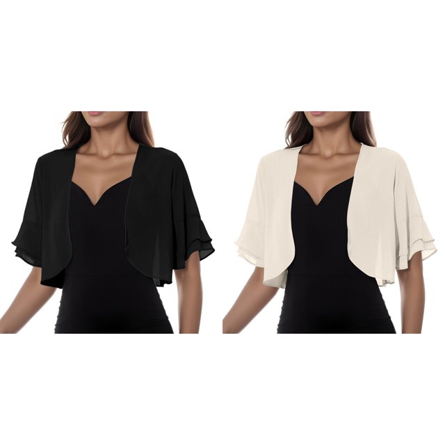 (2-Pack) Kcodviy Women Solid Mesh Womens Fall Cardigan Sweaters Irregular Short Sleeve Loose Acrylic Cardigan Beach Holiday Tops