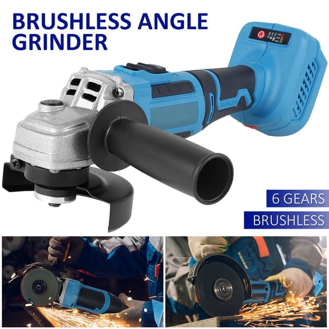 Meuleuse d'Angle Sans Fil à Haute Puissance, Trousse d'Outils de Coupure, Machine de Meulage Électrique Sans Balais, 6 Vitesses Variables, 100 mm, Compatible avec Batterie Makita 18 V