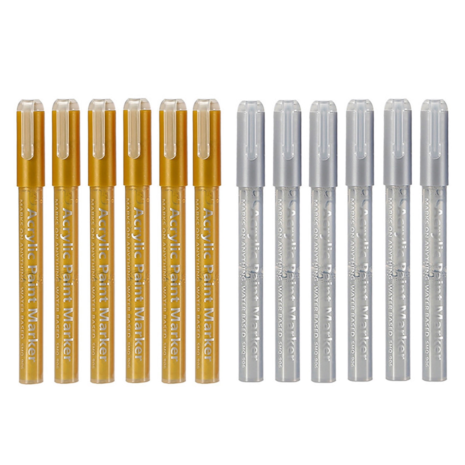 6 Gold And 6silver Acrylic Marker Pen Set Water-based Paint Pen Hand Ledger Graffiti Pen Acrylic Pigment Marker Pen 24ml