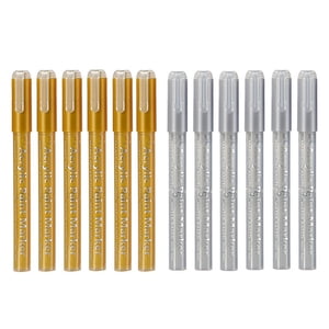 6 Or et 6silver Stylo de marquage acrylique à base d'eau stylo de peinture à la main Ledger Graffiti stylo de marquage de pigment acrylique 24ml