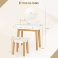 thumbnail image 3 of Gymax Coiffeuse avec Miroir à DEL Éclairé Table de Maquillage avec Tabouret Doux Rembourré, 3 of 9