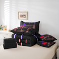 thumbnail image 4 of YST Ensemble Literie Badminton 7 Pcs, Ensemble de Couette Grand Lit, Bleu Marine Rouge (Noir Réversible), 4 of 4