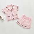 thumbnail image 2 of JIRNDf Pyjama d'Été pour Bébé Garçon, Doux et Mignon, Pyjama pour Filles, Pyjama pour Enfants à Manches Courtes, Ensemble 2 Pcs à Boutons, Short de Détente Classique, Tenue de Détente Confortable, Pyjama pour Enfants Rose 12-18 Mois, 2 of 4