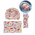 thumbnail image 2 of Newborn Swaddle Printed Wrap Quilt Photography Wrap Cloth + Hat + Headband 3-Piece Set, 2 of 3