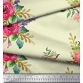 thumbnail image 3 of Soimoi polyester Crepe Fabric Leaves & Anemone Flower Print Fabric by Yard 52 Inch Wide, 3 of 3