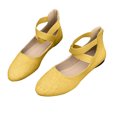 thumbnail image 1 of Ladys Single Shoes Suede Surface Elastic Ankle Strap Soft Sole Pointy Toe Flats Bottom Ballet Rear Ankle Zipper Shoes New Large Size Shallow Mouth Elastic Flat Shoes Yellow, 1 of 7