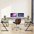 thumbnail image 4 of Gymax 59'' L-Shaped Corner Desk Home Office Computer Table Study Workstation Brown, 4 of 10