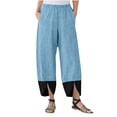 thumbnail image 1 of Chbgutlmr Womens Pants Plus Size Elastic Waist Straight Leg Loose Slit Color Block Casual Trousers Fall, 1 of 5