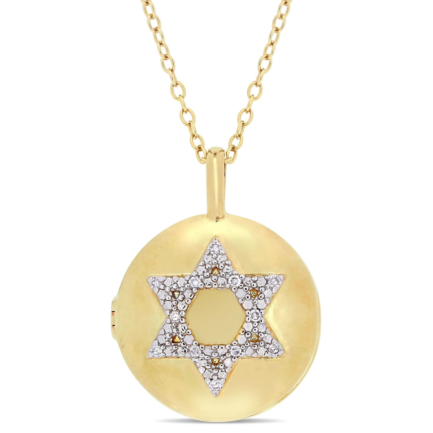 Médaillon Miabella avec étoile de diamants en argent sterling plaqué jaune, 18 po