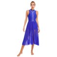 thumbnail image 1 of Sinleey Costumes de Danse Lyrique pour Femmes Robe Longue Fluide en Tulle Sans Manches à Sequins Moderne Contemporain Bleu Royal TG, 1 of 6