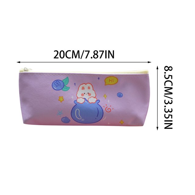 Agiferg Sac à Crayons Multifonction École Fermeture Éclair Portable Grande Capacité en Toile Dessin Animé Bear Rabbit