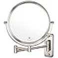 thumbnail image 3 of ALHAKIN Wall Mounted Makeup Mirror, 1X/5X Magnifying Mirror Double Sided, 8 Inch Extendable Bathroom Mirror for Shaving, Nickel, 3 of 4