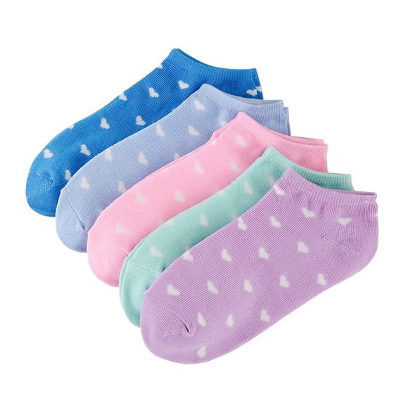 5 Pairs of Women Ankle Socks Low Cut Sock Short No Show Socks Random Color (Heart Pattern)