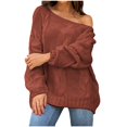 thumbnail image 2 of EGNMCR Chandails pour Femmes Mode Couleur Unie Grande Taille Ample Col Rond Chandail, Cadeaux pour Femmes, 2 of 6