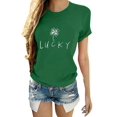 thumbnail image 1 of Innerwin Tee Manches Courtes Femmes Tops d'Été Travail Lettre de Chance T-Shirt Confortable Vert 2XL, 1 of 2