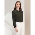 thumbnail image 2 of INSPIRE CHIC Chemises de Travail pour Femmes à Volants Doux Col Peter Pan Boutonnées m Vert Armée, 2 of 6