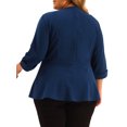 thumbnail image 3 of GRACE & GRANDEUR Women's Plus Size Formal Curve 3/4 Sleeve Peplum Bomber Work Blazer, 3 of 7
