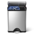 thumbnail image 1 of Simplehuman 46 liter / 12 gallon dual compartment rectangular step can, brushed stainless steel, 1 of 6