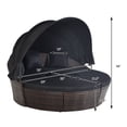 thumbnail image 2 of Gymax Lit de Jour Rond en Rotin pour Patio avec Coussins et Table Réglable, Noir, 2 of 10