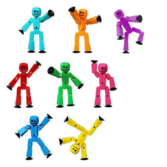 HLONK 2 Pcs Random Color Stikbot Screen Animation Toys Shed Dolls with Sucker Toys