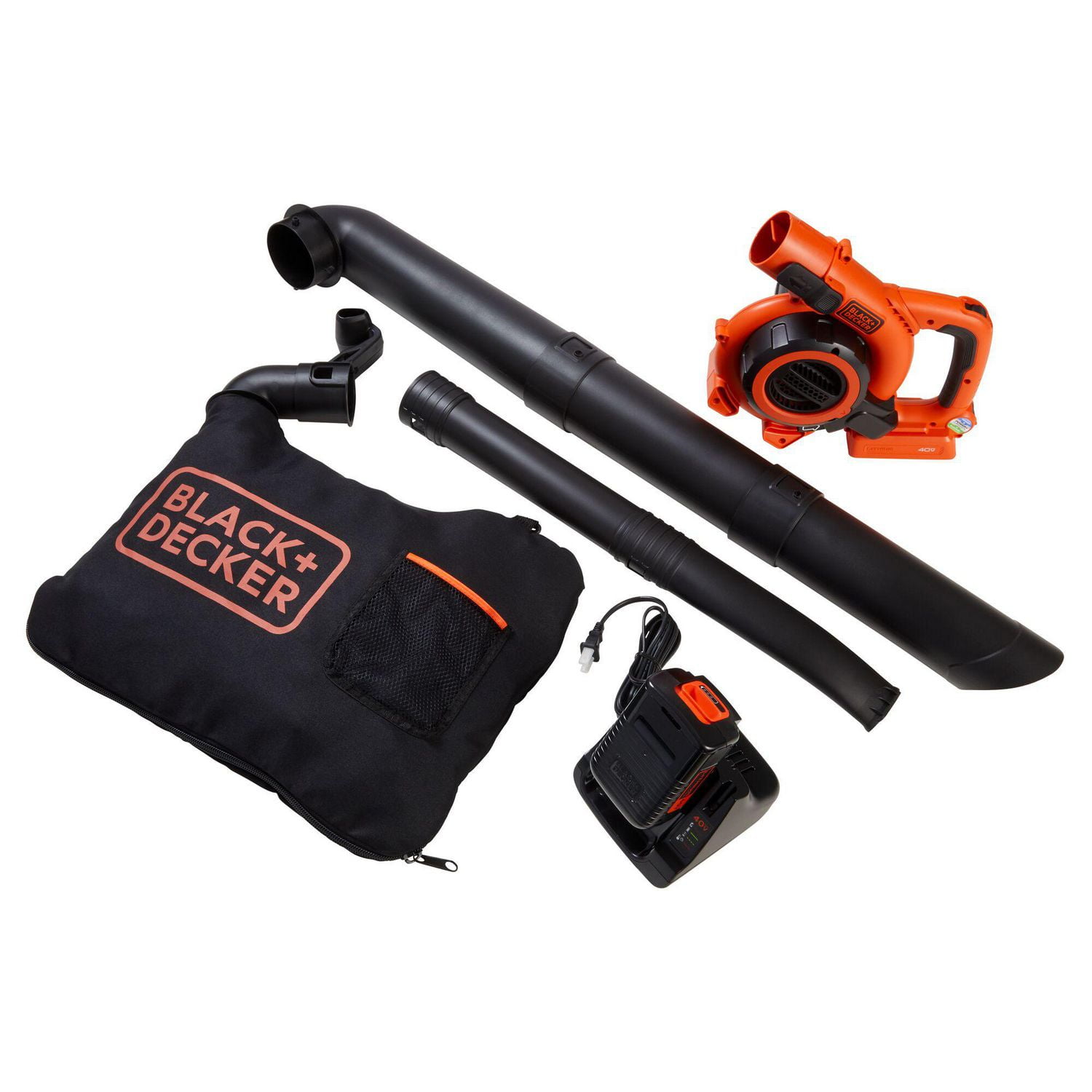 BLACK+DECKER Kit de souffleur-aspirateur à main sans fil 40 V MAX* comprenant une batterie de 1,5 Ah et un chargeur