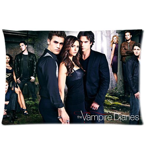 QIFEIHA Vampire Diaries We Are Together Pillowcase Cushion Cover with two-sided printing, featuring a vibrant design inspired by The Vampire Diaries cast. This 20x30 inch pillow cover is made of soft, high-quality material, offering comfort for sleeping and enhancing bedding decor. Suitable for collection or as a gift.