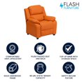 thumbnail image 4 of Deluxe Padded Contemporary Orange Vinyl Kids Recliner with Storage Arms, 4 of 9