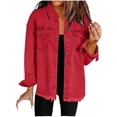 thumbnail image 1 of Tenues Rouges pour Femmes à Manches Longues pour Dames Col Roulé Cardigan Cowgirl en Faux Denim Uni Automne Hiver à Boutons 2025 Vêtements Coupe Régulière Concert Country m, 1 of 6