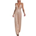 thumbnail image 1 of FAIWAD Women's Sequins Jumpsuits Deep V Neck Spaghetti Strap Sleeveless Rompers Wide Leg Cocktail Party Jumpsuit, 1 of 6