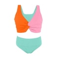 thumbnail image 4 of Girls Two Piece Swimsuit Set Knotted Color-Block Crop Top & Shorts in Mint Green Size 3-12 Years, 4 of 4