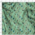 thumbnail image 4 of Soimoi Green Velvet Fabric Flower & Butterfly Printed Fabric 1 Yard 58 Inch Wide, 4 of 5