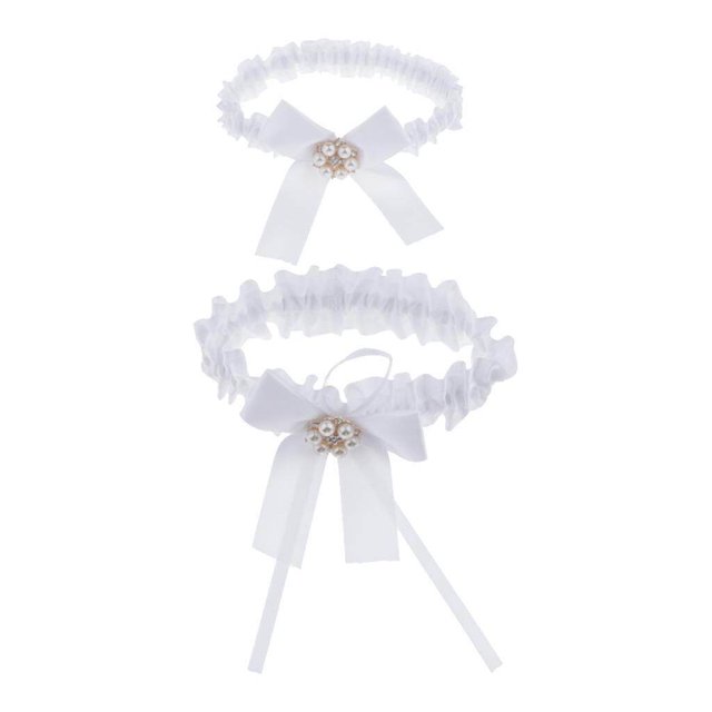 2 Pcs Jarretière en Dentelle Fleurie pour Femmes Punk Gothique Anneaux Réglables Blanc