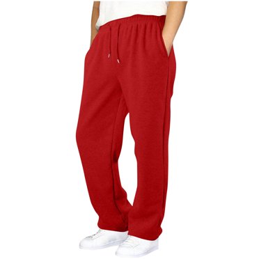 hoksml Boys Fleece-Lined Sweatpants Winter Solid Color Elastic Waist Thermal Sports Long Pants with Adjustable Drawstring Side Pockets