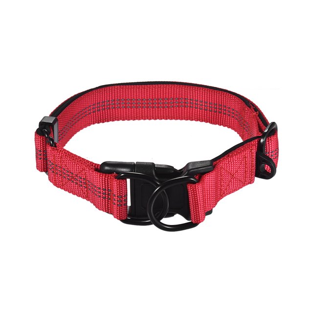 Amdohai Forte Durable Chien Collier Double D-Anneau en Nylon Longueur Réglable Bandes Réfléchissantes Confortable Cou Animal de Compagnie