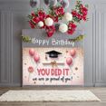 thumbnail image 4 of Graduation Cap Graduation Banner Diploma Achievement Banner Pink Balloons Lollipop Confetti Banner for Graduation Ceremony School Event Student Celebration, 4 of 5