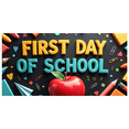 thumbnail image 3 of Colorful Backdrop Banner with Apple and School Elements for First Day of School Party Supplies Photography Props Decorations School Events Classroom Decor Back to School Celebrations, 3 of 4
