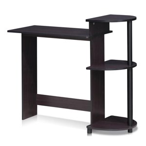 Pemberly Row Engineered Bureau Compact en bois avec étagères en noyer foncé